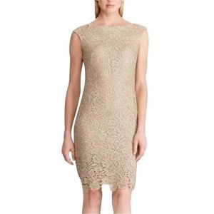 Lauren Ralph Lauren Champagne Silver Lace Cocktail Dress